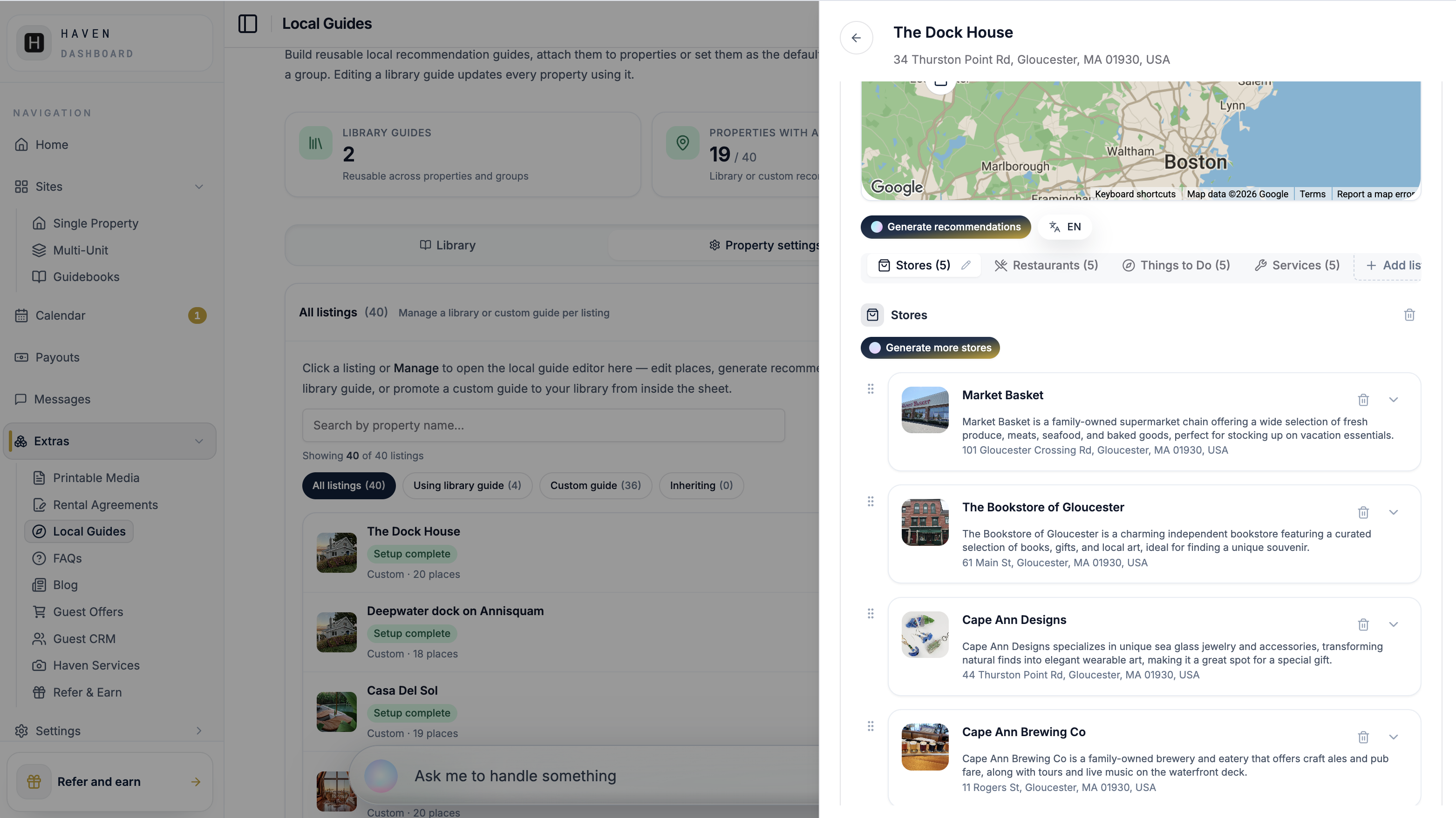 Local guide with curated nearby recommendations